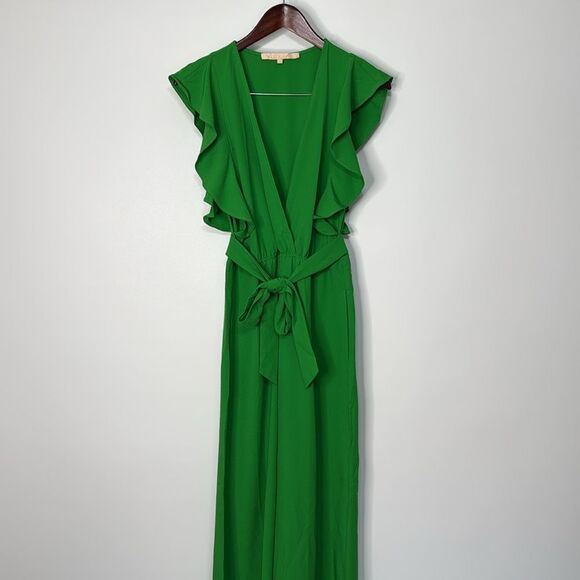 Hutch Zia Green Belted Jumpsuit with Ruffles XS - Picture 2 of 7